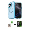 MARSİLYAN™- iPhone 16 Pro Max Kılıf Kıvılcım Form Prime - Şeffaf 360 Full Body Arka Koruyucu + Natural Grey Raze Metal Kamera Lens