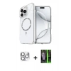 MARSİLYAN™- iPhone 16 Pro Max Kılıf Kıvılcım Form Prime - Şeffaf 360 Full Body Arka Koruyucu + Pers Alüminyum Kamera Lens - GS