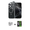 MARSİLYAN™- iPhone 16 Pro Max Kılıf Kıvılcım Form Prime - Şeffaf 360 Full Body Arka Koruyucu + Pers Alüminyum Kamera Lens - GS