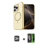 MARSİLYAN™- iPhone 16 Pro Max Kılıf Kıvılcım Form Prime - Şeffaf 360 Full Body Arka Koruyucu + PVD Metal Kamera Lens - SH
