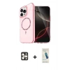 MARSİLYAN™- iPhone 16 Pro Max Kılıf Kıvılcım Form Prime - Şeffaf Pasifik Cam Ekran Koruyucu + Gold PVD Metal Kamera Lens