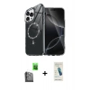 MARSİLYAN™- iPhone 16 Pro Max Kılıf Kıvılcım Form Prime - Şeffaf Pasifik Cam Ekran Koruyucu + Raze Metal Kamera Lens - SH
