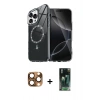 MARSİLYAN™- iPhone 16 Pro Max Kılıf Kıvılcım Form Prime - Siyah 360 Mat Full Body Arka Koruyucu + Pers Alüminyum Kamera Lens - CLTM