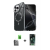 MARSİLYAN™- iPhone 16 Pro Max Kılıf Kıvılcım Form Prime - Siyah 360 Mat Full Body Arka Koruyucu + Raze Metal Kamera Lens - SH