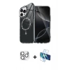 MARSİLYAN™- iPhone 16 Pro Max Kılıf Kıvılcım Form Prime - Siyah 3D Antistatik Cam Ekran Koruyucu + Pers Alüminyum Kamera Lens - GS