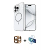 MARSİLYAN™- iPhone 16 Pro Max Kılıf Kıvılcım Form Prime - Siyah 3D Antistatik Cam Ekran Koruyucu + Pers Alüminyum Kamera Lens - CLTM