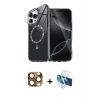 MARSİLYAN™- iPhone 16 Pro Max Kılıf Kıvılcım Form Prime - Siyah 3D Antistatik Cam Ekran Koruyucu + Pers Alüminyum Kamera Lens - CLTM