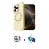 MARSİLYAN™- iPhone 16 Pro Max Kılıf Kıvılcım Form Prime - Siyah 3D Antistatik Cam Ekran Koruyucu + Pers Alüminyum Kamera Lens - GI