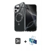 MARSİLYAN™- iPhone 16 Pro Max Kılıf Kıvılcım Form Prime - Siyah 3D Antistatik Cam Ekran Koruyucu + PVD Metal Kamera Lens - SH