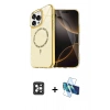 MARSİLYAN™- iPhone 16 Pro Max Kılıf Kıvılcım Form Prime - Siyah 3D Antistatik Cam Ekran Koruyucu + PVD Metal Kamera Lens - SH