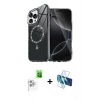 MARSİLYAN™- iPhone 16 Pro Max Kılıf Kıvılcım Form Prime - Siyah 3D Antistatik Cam Ekran Koruyucu + Raze Metal Kamera Lens - BZ
