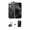 MARSİLYAN™- iPhone 16 Pro Max Kılıf Kıvılcım Form Prime - Siyah 3D Antistatik Hayalet Cam Ekran Koruyucu + Bilvis Titan Kamera Lens - SH