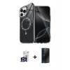 MARSİLYAN™- iPhone 16 Pro Max Kılıf Kıvılcım Form Prime - Siyah 3D Antistatik Hayalet Cam Ekran Koruyucu + Bilvis Titan Kamera Lens - TMGI