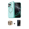 MARSİLYAN™- iPhone 16 Pro Max Kılıf Kıvılcım Form Prime - Siyah 3D Antistatik Hayalet Cam Ekran Koruyucu + Pers Alüminyum Kamera Lens - CLTM