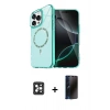 MARSİLYAN™- iPhone 16 Pro Max Kılıf Kıvılcım Form Prime - Siyah 3D Antistatik Hayalet Cam Ekran Koruyucu + PVD Metal Kamera Lens - SH