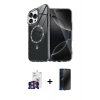 MARSİLYAN™- iPhone 16 Pro Max Kılıf Kıvılcım Form Prime - Siyah 3D Antistatik Hayalet Cam Ekran Koruyucu + Bilvis Titan Kamera Lens - GS