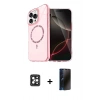 MARSİLYAN™- iPhone 16 Pro Max Kılıf Kıvılcım Form Prime - Siyah 3D Antistatik Hayalet Cam Ekran Koruyucu + PVD Metal Kamera Lens - SH