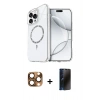 MARSİLYAN™- iPhone 16 Pro Max Kılıf Kıvılcım Form Prime - Siyah 3D Antistatik Hayalet Cam Ekran Koruyucu + Pers Alüminyum Kamera Lens - CLTM