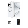 MARSİLYAN™- iPhone 16 Pro Max Kılıf Kıvılcım Form Prime - Siyah 3D Antistatik Hayalet Cam Ekran Koruyucu + PVD Metal Kamera Lens - SH