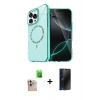 MARSİLYAN™- iPhone 16 Pro Max Kılıf Kıvılcım Form Prime - Siyah 3D Antistatik Hayalet Cam Ekran Koruyucu + Raze Metal Kamera Lens - NLGY