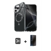 MARSİLYAN™- iPhone 16 Pro Max Kılıf Kıvılcım Form Prime - Siyah 3D Antistatik Hayalet Cam Ekran Koruyucu + PVD Metal Kamera Lens - SH