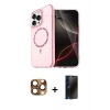 MARSİLYAN™- iPhone 16 Pro Max Kılıf Kıvılcım Form Prime - Siyah 3D Antistatik Hayalet Cam Ekran Koruyucu + Pers Alüminyum Kamera Lens - CLTM