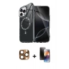 MARSİLYAN™- iPhone 16 Pro Max Kılıf Kıvılcım Form Prime - Siyah 3D Antistatik Mat Seramik Nano Ekran Koruyucu + Çöl Titanyum Pers Alüminyum Kamera Lens