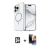 MARSİLYAN™- iPhone 16 Pro Max Kılıf Kıvılcım Form Prime - Siyah 3D Antistatik Mat Seramik Nano Ekran Koruyucu + PVD Metal Kamera Lens - GS