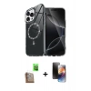 MARSİLYAN™- iPhone 16 Pro Max Kılıf Kıvılcım Form Prime - Siyah 3D Antistatik Mat Seramik Nano Ekran Koruyucu + Raze Metal Kamera Lens - CLTM