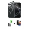 MARSİLYAN™- iPhone 16 Pro Max Kılıf Kıvılcım Form Prime - Siyah 3D Antistatik Mat Seramik Nano Ekran Koruyucu + Raze Metal Kamera Lens - SH