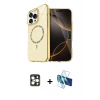 MARSİLYAN™- iPhone 16 Pro Max Kılıf Kıvılcım Form Prime - Siyah 3D Antistatik Seramik Nano Ekran Koruyucu + PVD Metal Kamera Lens - GD
