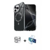 MARSİLYAN™- iPhone 16 Pro Max Kılıf Kıvılcım Form Prime - Siyah 3D Antistatik Seramik Nano Ekran Koruyucu + Pers Alüminyum Kamera Lens - GS