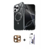 MARSİLYAN™- iPhone 16 Pro Max Kılıf Kıvılcım Form Prime - Siyah Bilvis 3X AR Hayalet Cam Ekran Koruyucu + Pers Alüminyum Kamera Lens - CLTM