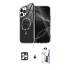 MARSİLYAN™- iPhone 16 Pro Max Kılıf Kıvılcım Form Prime - Siyah Bilvis 3X AR Hayalet Cam Ekran Koruyucu + PVD Metal Kamera Lens - GD