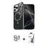 MARSİLYAN™- iPhone 16 Pro Max Kılıf Kıvılcım Form Prime - Siyah Bilvis 3X AR Hayalet Cam Ekran Koruyucu + Pers Alüminyum Kamera Lens - GS