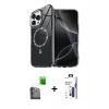 MARSİLYAN™- iPhone 16 Pro Max Kılıf Kıvılcım Form Prime - Siyah Bilvis 3X AR Hayalet Cam Ekran Koruyucu + Raze Metal Kamera Lens - SH