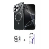 MARSİLYAN™- iPhone 16 Pro Max Kılıf Kıvılcım Form Prime - Siyah Bilvis 3X AR HD Cam Ekran Koruyucu + Pers Alüminyum Kamera Lens - GS
