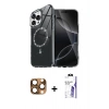 MARSİLYAN™- iPhone 16 Pro Max Kılıf Kıvılcım Form Prime - Siyah Bilvis 3X AR HD Cam Ekran Koruyucu + Pers Alüminyum Kamera Lens - CLTM