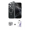 MARSİLYAN™- iPhone 16 Pro Max Kılıf Kıvılcım Form Prime - Siyah Bilvis 3X AR HD Cam Ekran Koruyucu + Pers Alüminyum Kamera Lens - GI