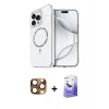 MARSİLYAN™- iPhone 16 Pro Max Kılıf Kıvılcım Form Prime - Siyah Bilvis 5in1 5D Magic Hayalet Cam Ekran Koruyucu + Pers Alüminyum Kamera Lens - CLTM