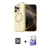 MARSİLYAN™- iPhone 16 Pro Max Kılıf Kıvılcım Form Prime - Siyah Bilvis 5in1 5D Magic Hayalet Cam Ekran Koruyucu + PVD Metal Kamera Lens - SH