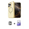 MARSİLYAN™- iPhone 16 Pro Max Kılıf Kıvılcım Form Prime - Siyah Bilvis 5in1 5D Magic Hayalet Cam Ekran Koruyucu + PVD Metal Kamera Lens - GS