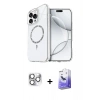 MARSİLYAN™- iPhone 16 Pro Max Kılıf Kıvılcım Form Prime - Siyah Bilvis 5in1 5D Magic Hayalet Cam Ekran Koruyucu + Pers Alüminyum Kamera Lens - GS