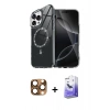 MARSİLYAN™- iPhone 16 Pro Max Kılıf Kıvılcım Form Prime - Siyah Bilvis 5in1 5D Magic Hayalet Cam Ekran Koruyucu + Pers Alüminyum Kamera Lens - CLTM