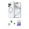 MARSİLYAN™- iPhone 16 Pro Max Kılıf Kıvılcım Form Prime - Siyah Bilvis 5in1 5D Magic Hayalet Cam Ekran Koruyucu + Beyaz Raze Metal Kamera Lens
