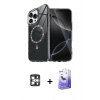 MARSİLYAN™- iPhone 16 Pro Max Kılıf Kıvılcım Form Prime - Siyah Bilvis 5in1 5D Magic Hayalet Cam Ekran Koruyucu + PVD Metal Kamera Lens - GS