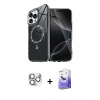 MARSİLYAN™- iPhone 16 Pro Max Kılıf Kıvılcım Form Prime - Siyah Bilvis 5in1 5D Magic Hayalet Cam Ekran Koruyucu + Pers Alüminyum Kamera Lens - GS