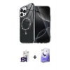 MARSİLYAN™- iPhone 16 Pro Max Kılıf Kıvılcım Form Prime - Siyah Bilvis 5in1 5D Magic Hayalet Cam Ekran Koruyucu + Bilvis Titan Kamera Lens - TMGI