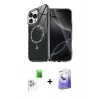 MARSİLYAN™- iPhone 16 Pro Max Kılıf Kıvılcım Form Prime - Siyah Bilvis 5in1 5D Magic Hayalet Cam Ekran Koruyucu + Beyaz Raze Metal Kamera Lens