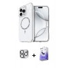 MARSİLYAN™- iPhone 16 Pro Max Kılıf Kıvılcım Form Prime - Siyah Bilvis 5in1 5D Magic Hayalet Cam Ekran Koruyucu + Pers Alüminyum Kamera Lens - GI